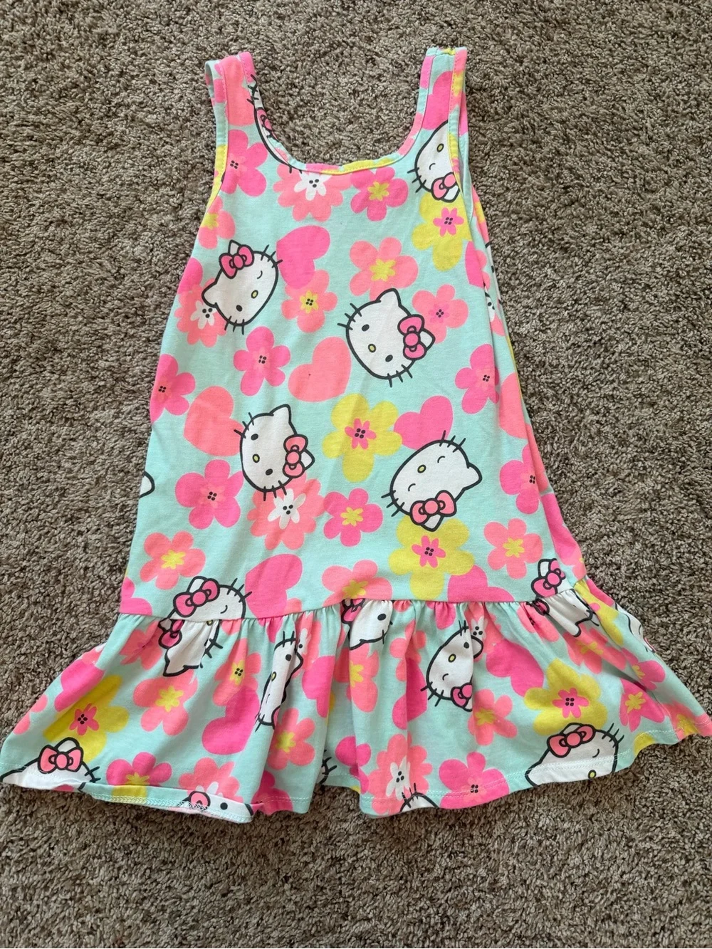 Hello Kitty Mint Pink Yellow Floral Ruffle dress
